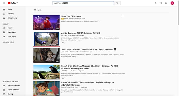 youtube seo york christmas advert