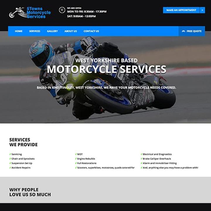 5 Towns Motorcyles Services Website